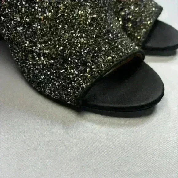 Blue by Betsy Johnson Black Glitter Embellished Block Heel Pumps Size 6.5 Astor - Picture 7 of 7